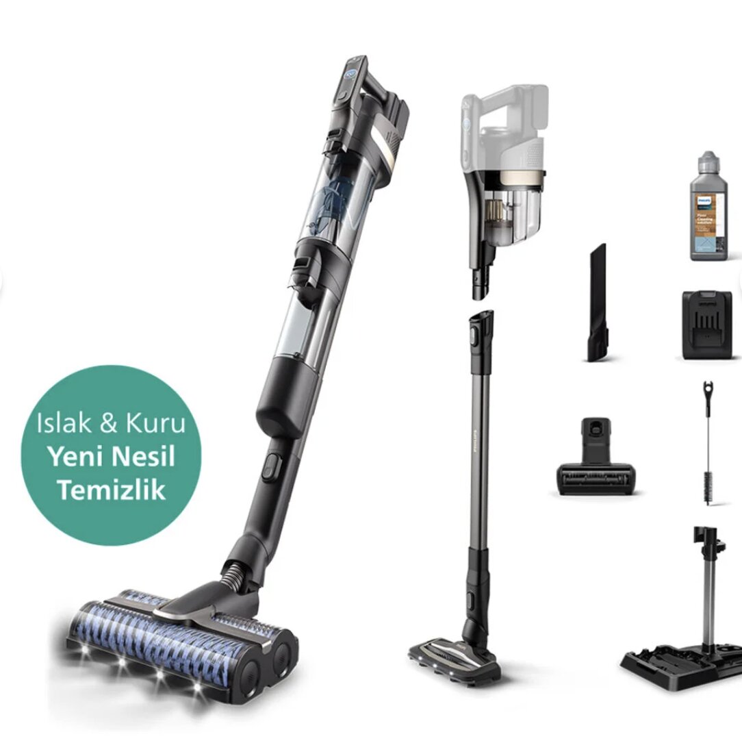 Philips 9000 Serisi AquaTrio Kablosuz Dikey Süpürge, AquaSpin Başlık, PowerCyclone Aqua, XW9463/11